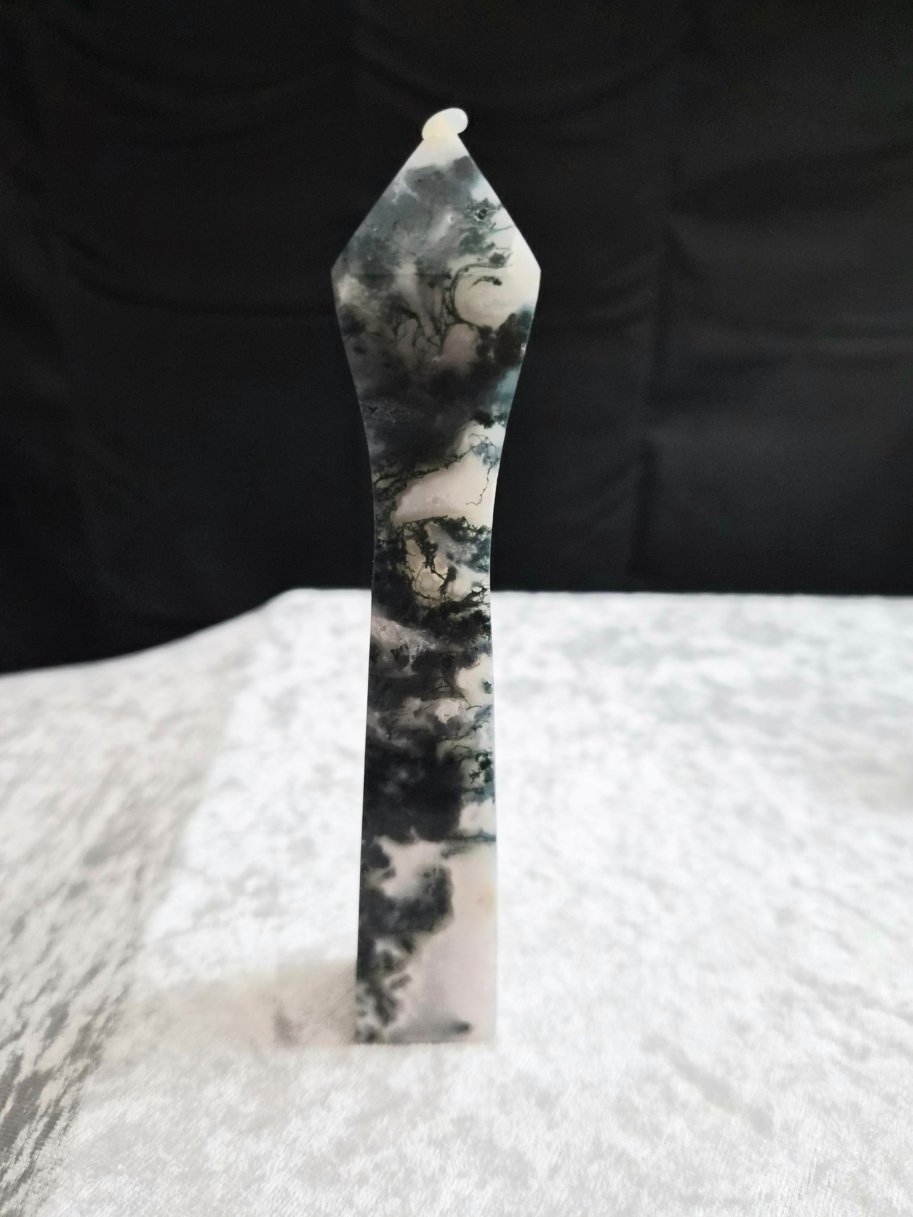 Druzy Moss Agate Tower