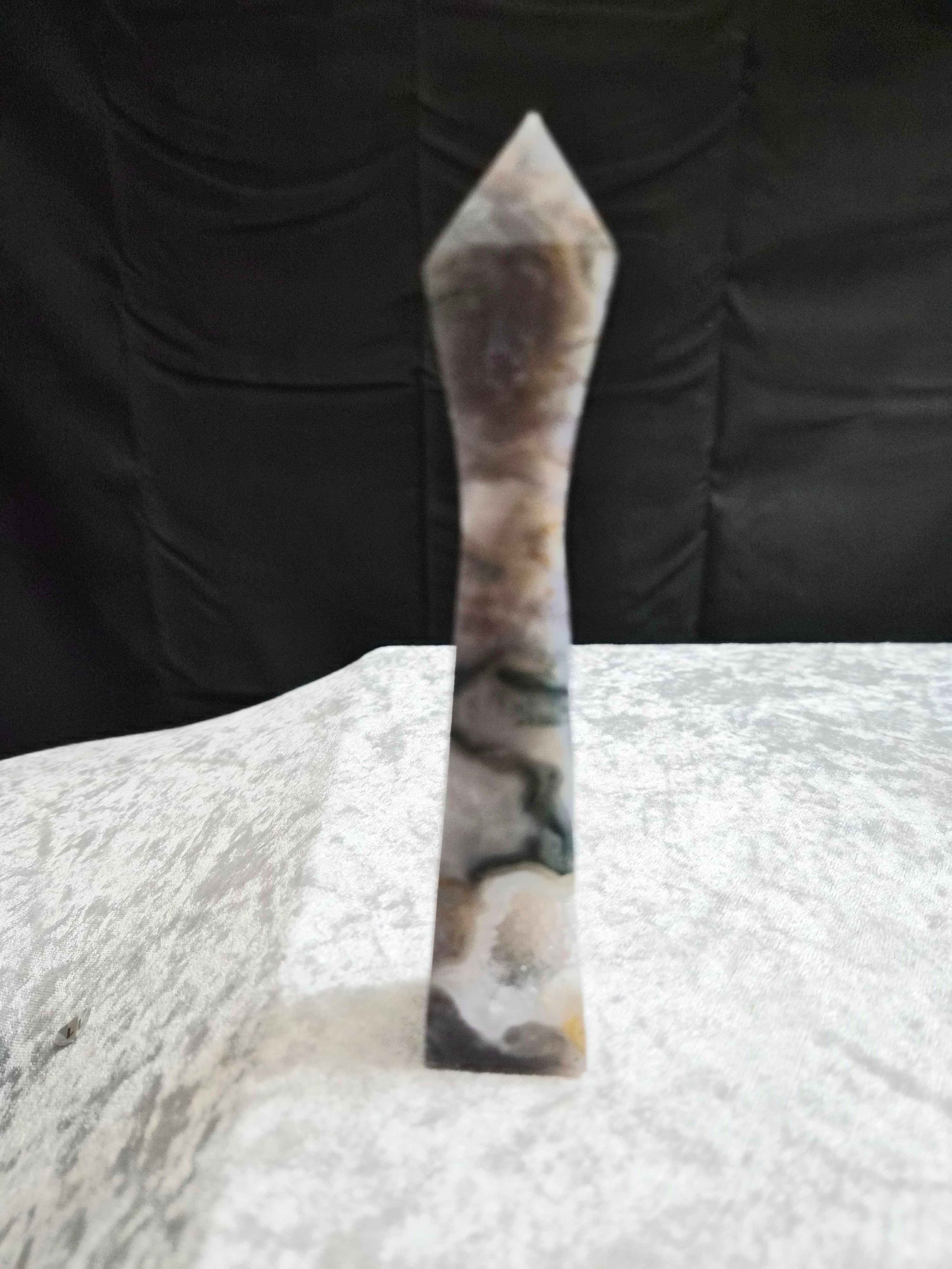 Druzy Moss Agate Tower