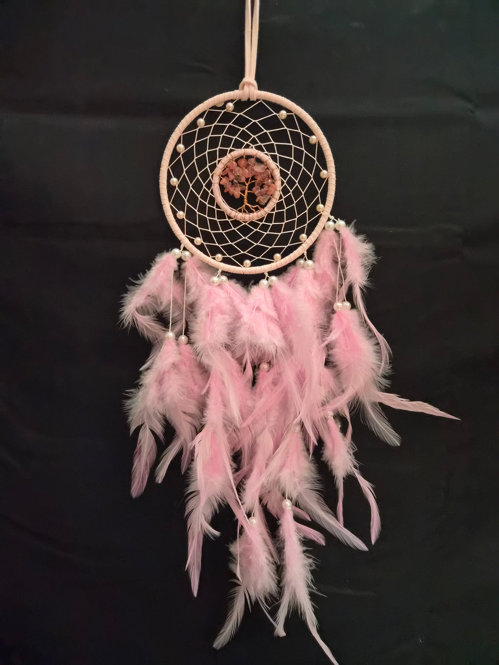 Strawberry Quartz Tree of Life Dream Catcher