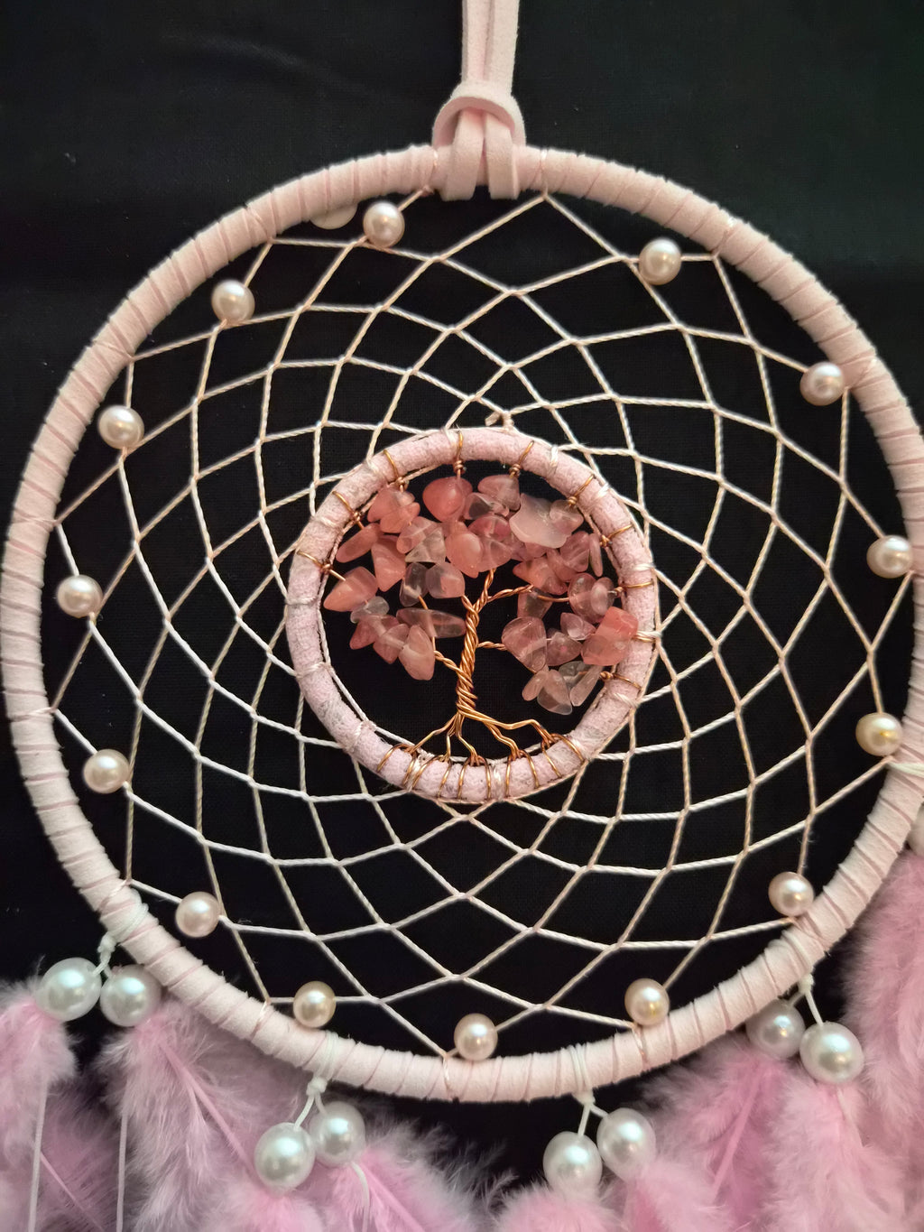 Strawberry Quartz Tree of Life Dream Catcher