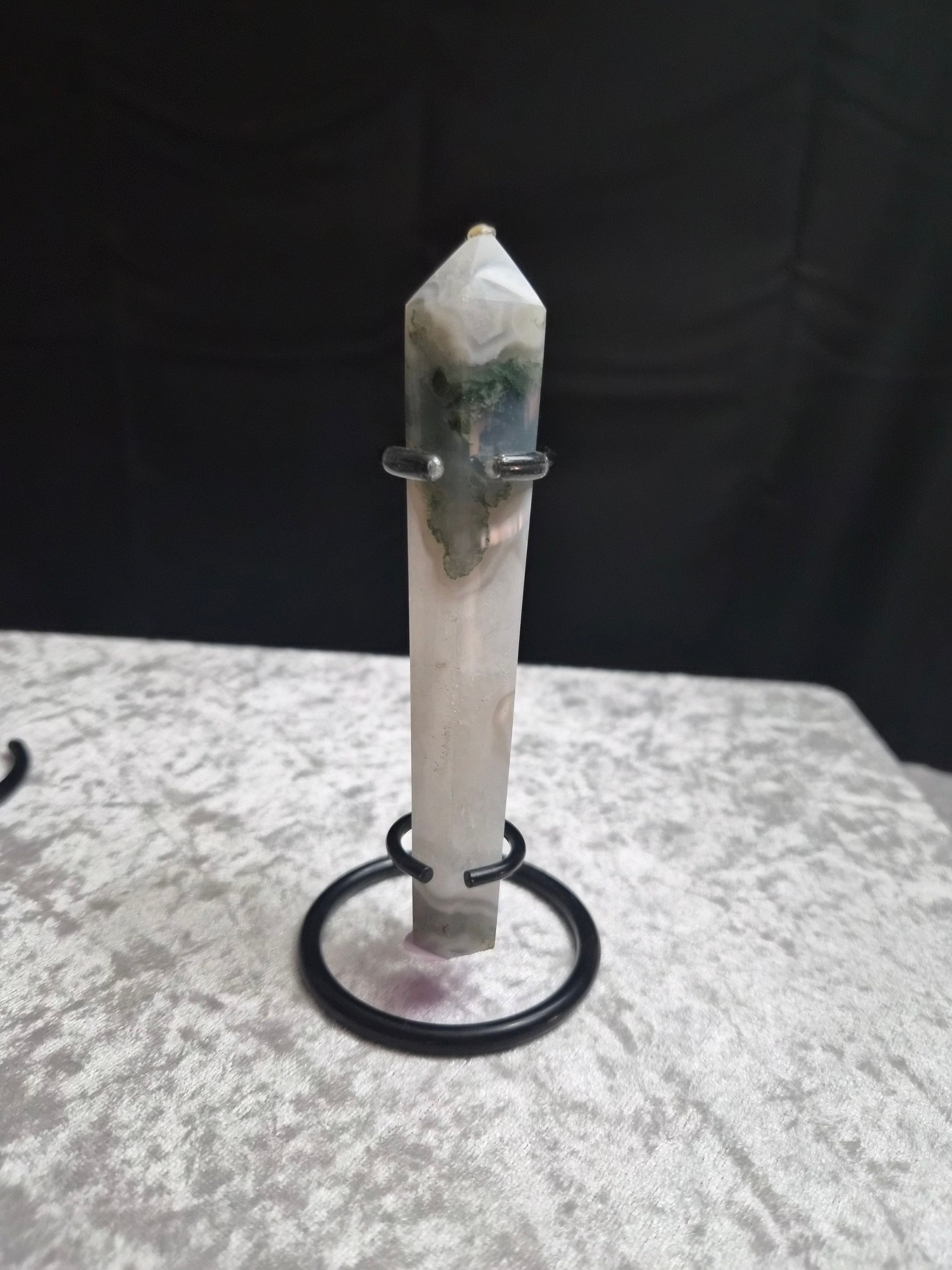 Moss Agate Crystal Wand