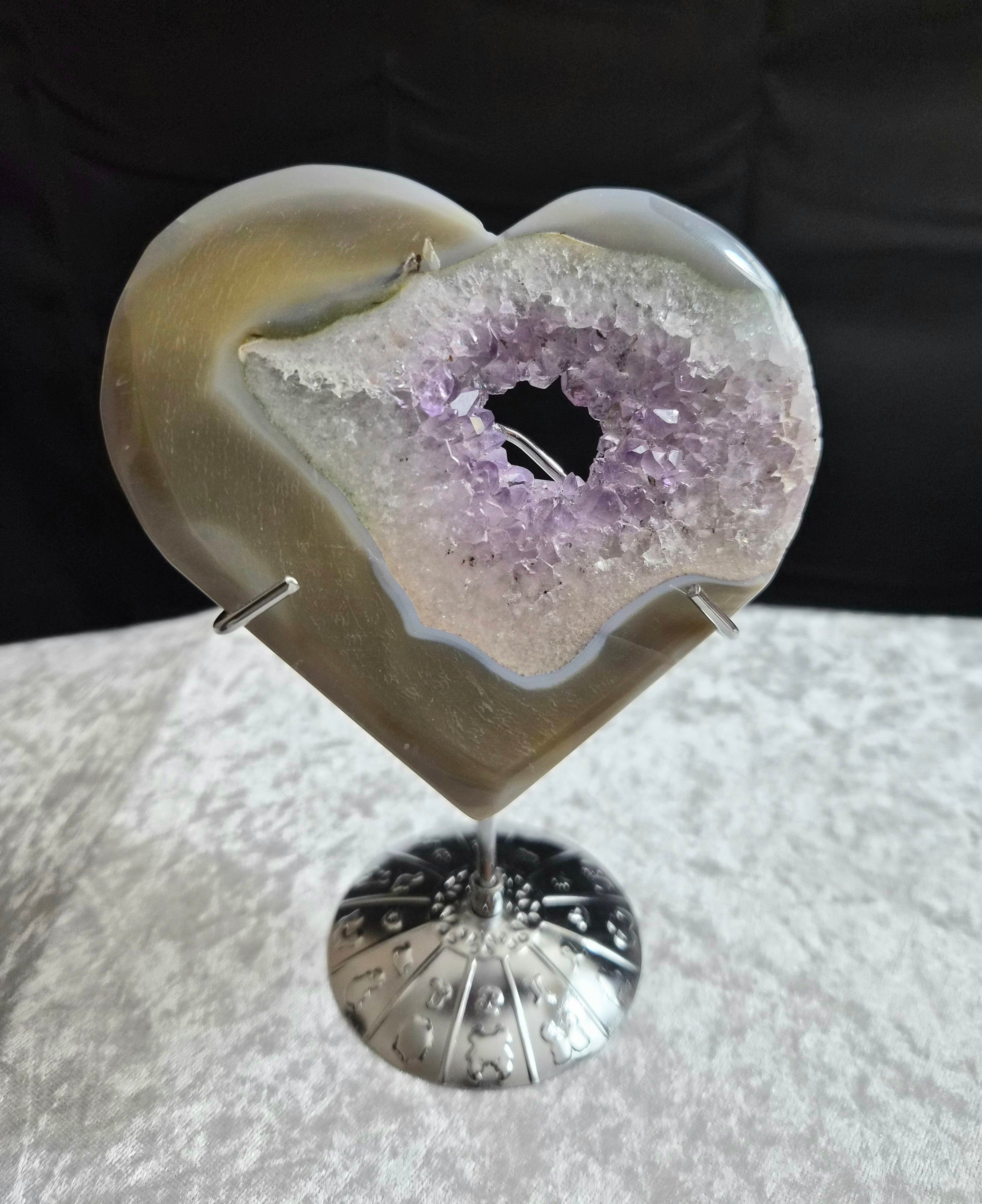 Druzy Amethyst Agate Heart with Stand