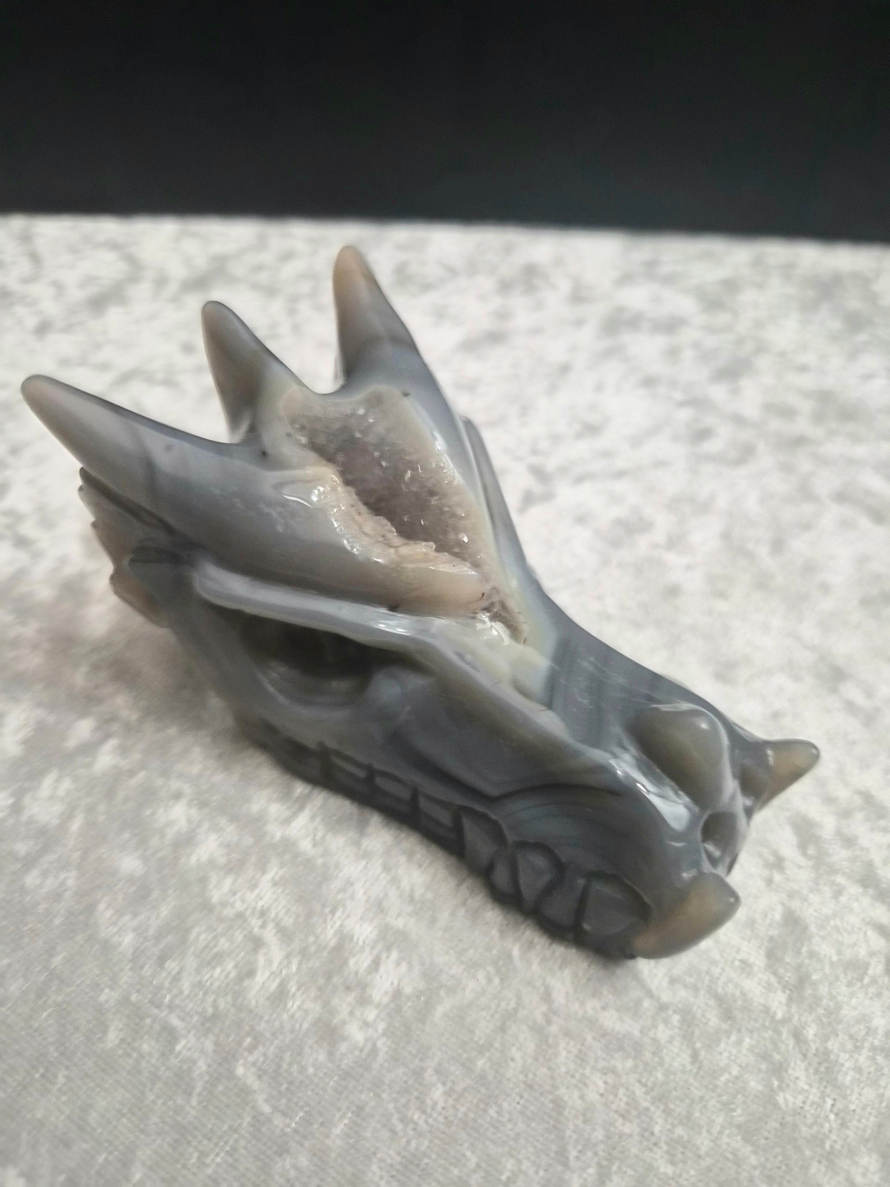 Druzy Volcanic Agate Dragon Head