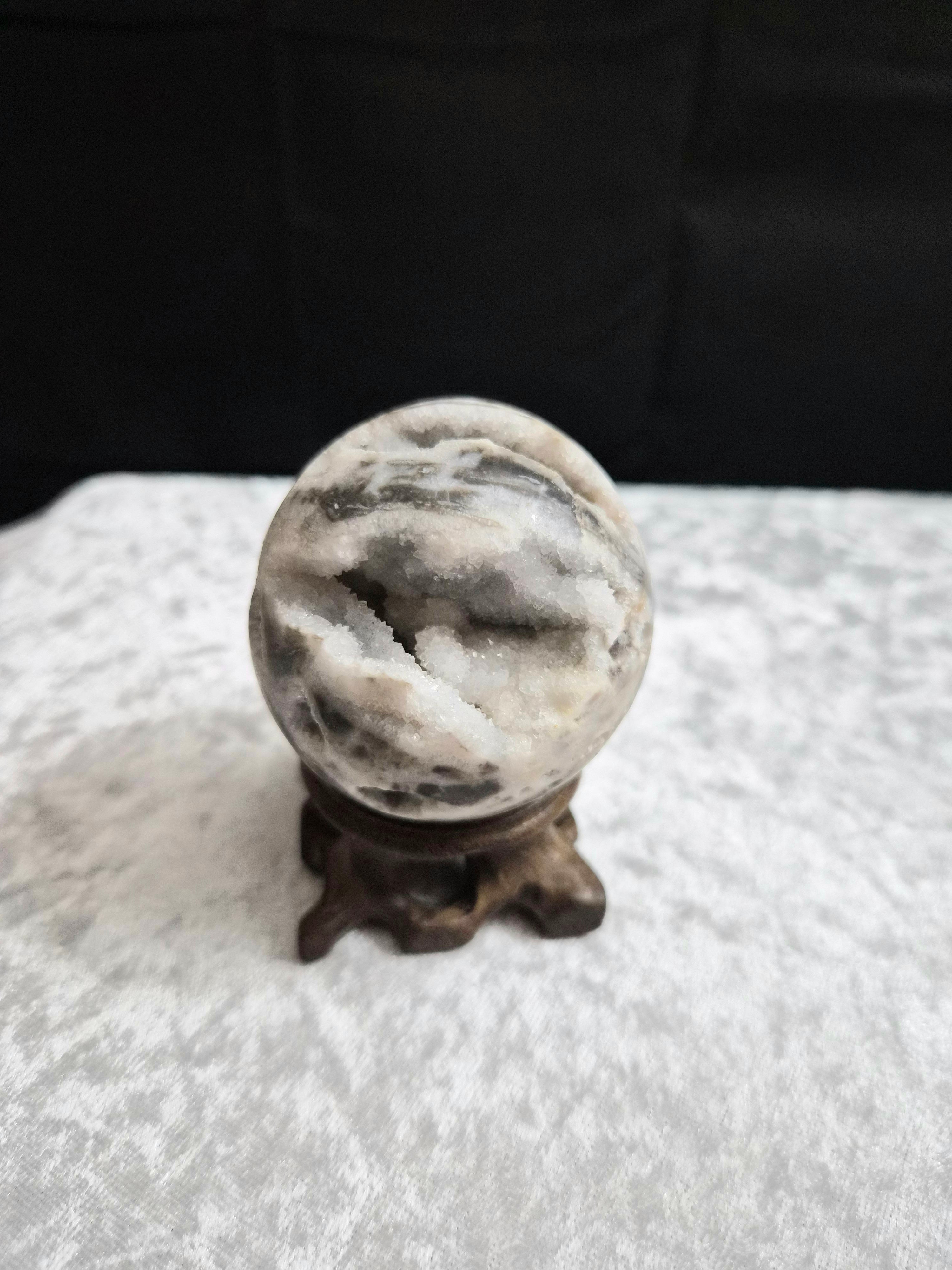 White Druzy Sphalerite Sphere