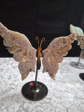 Flower Agate Butterfly Wings on Stand