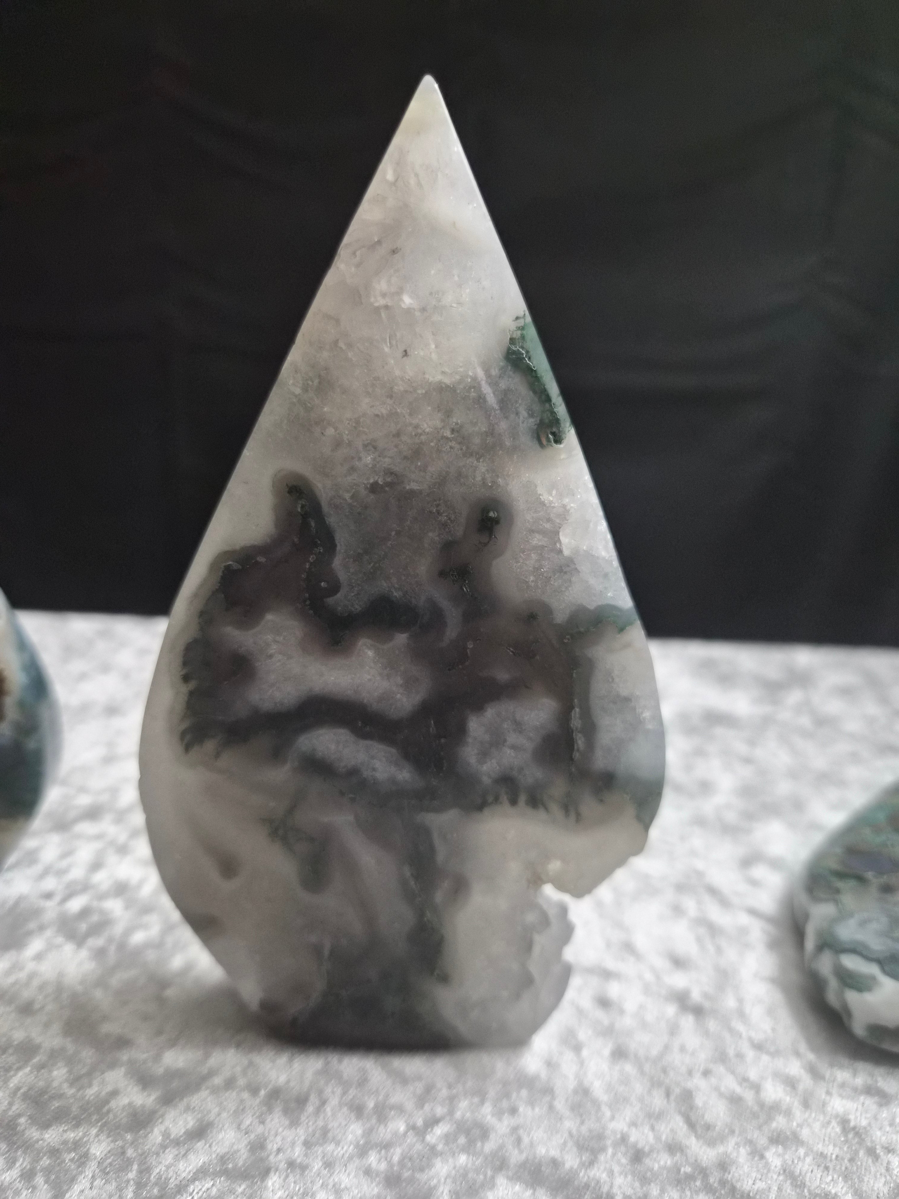 Druzy Moss Agate Teardrop