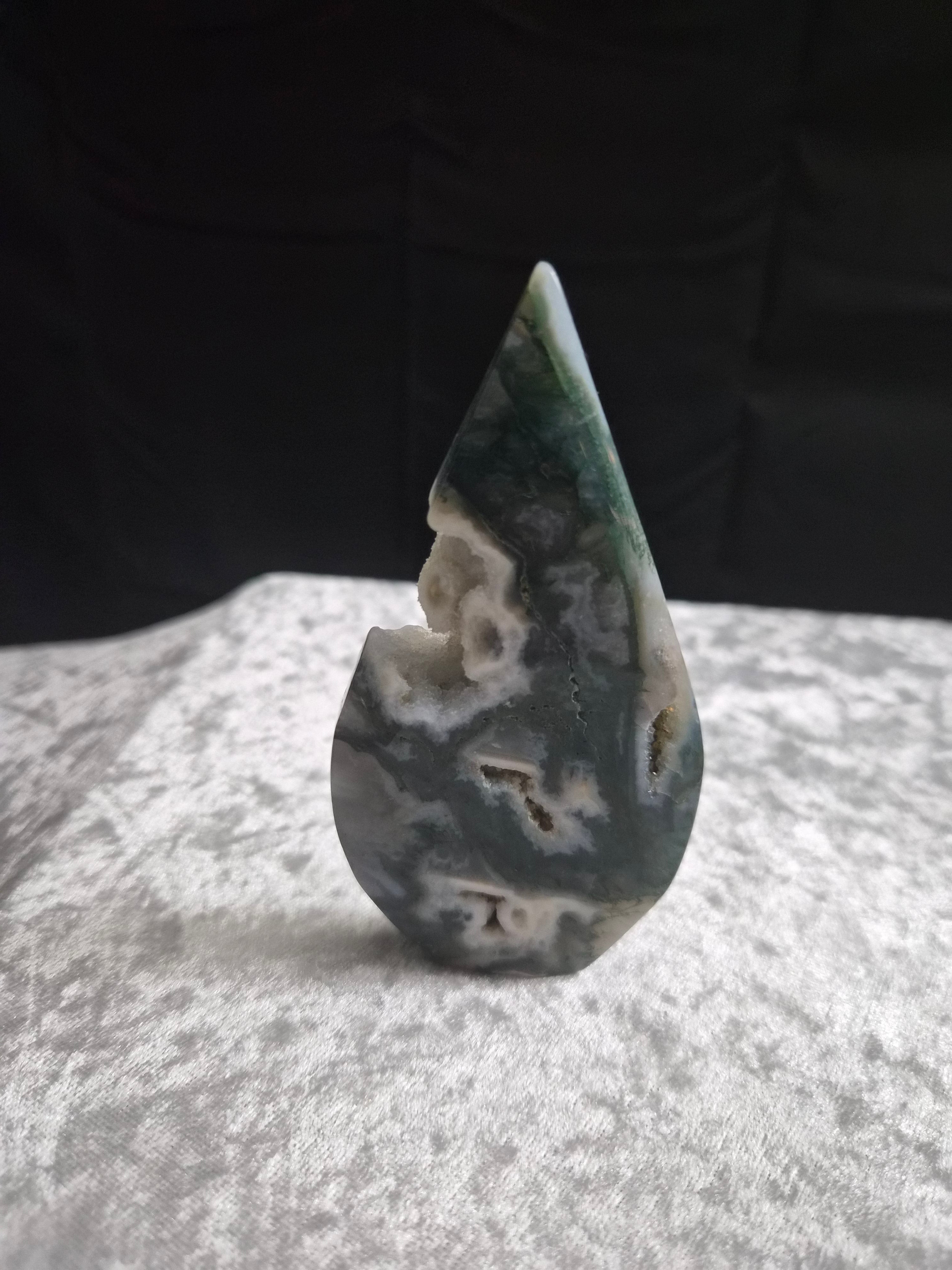 Druzy Moss Agate Teardrop
