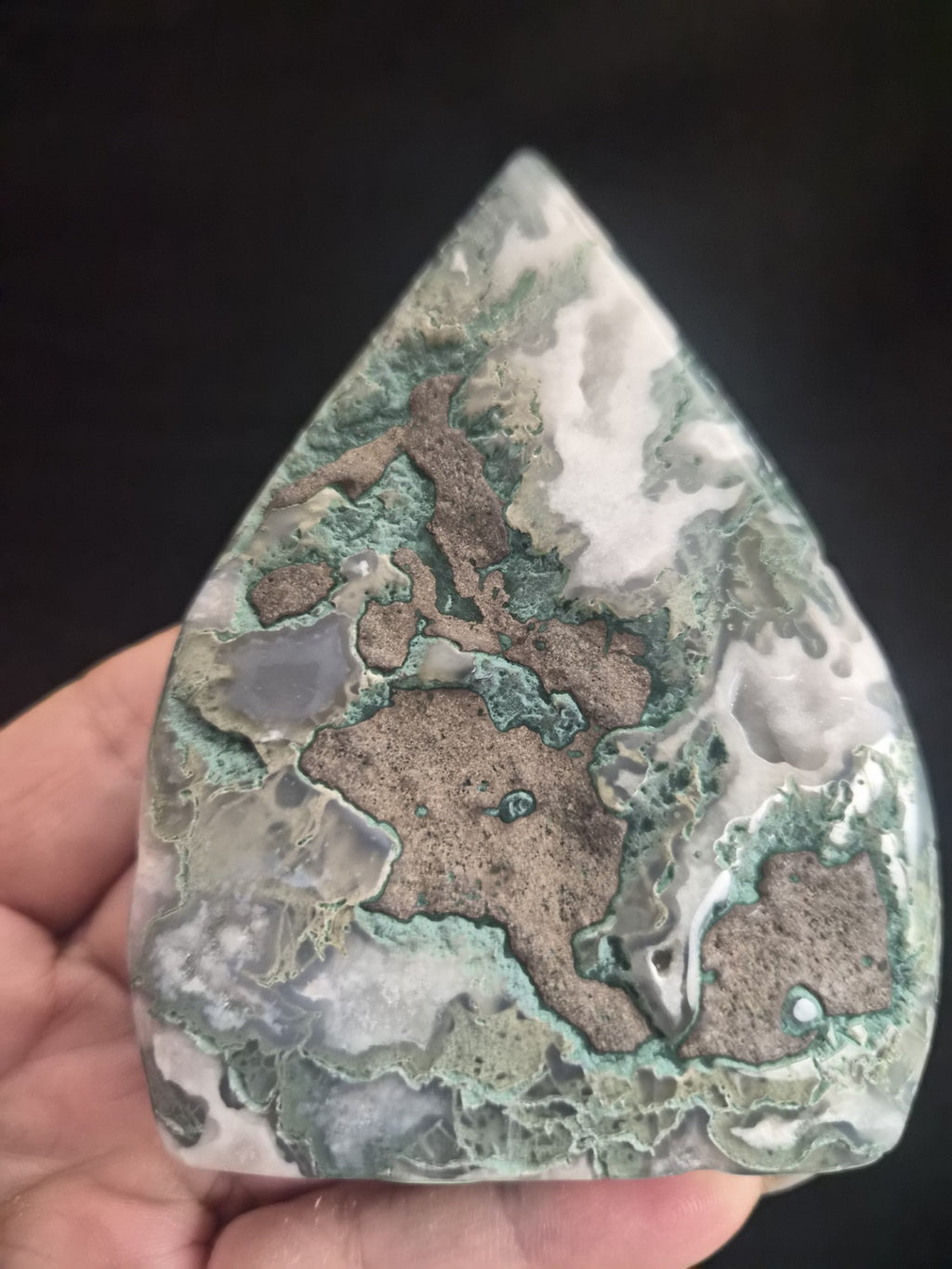 Druzy Moss Agate Teardrop