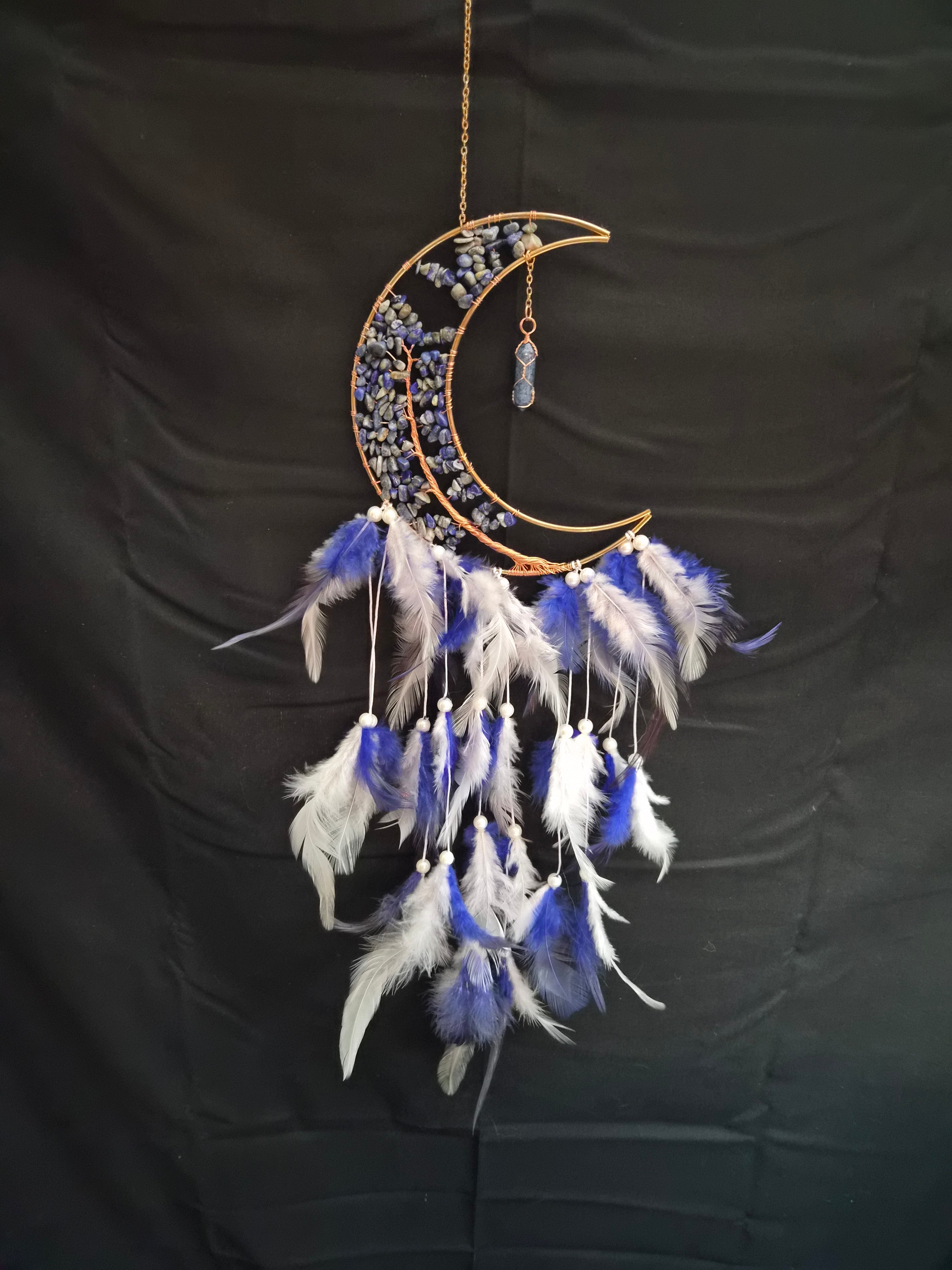 Blue Sodalite Moon Dream Catcher