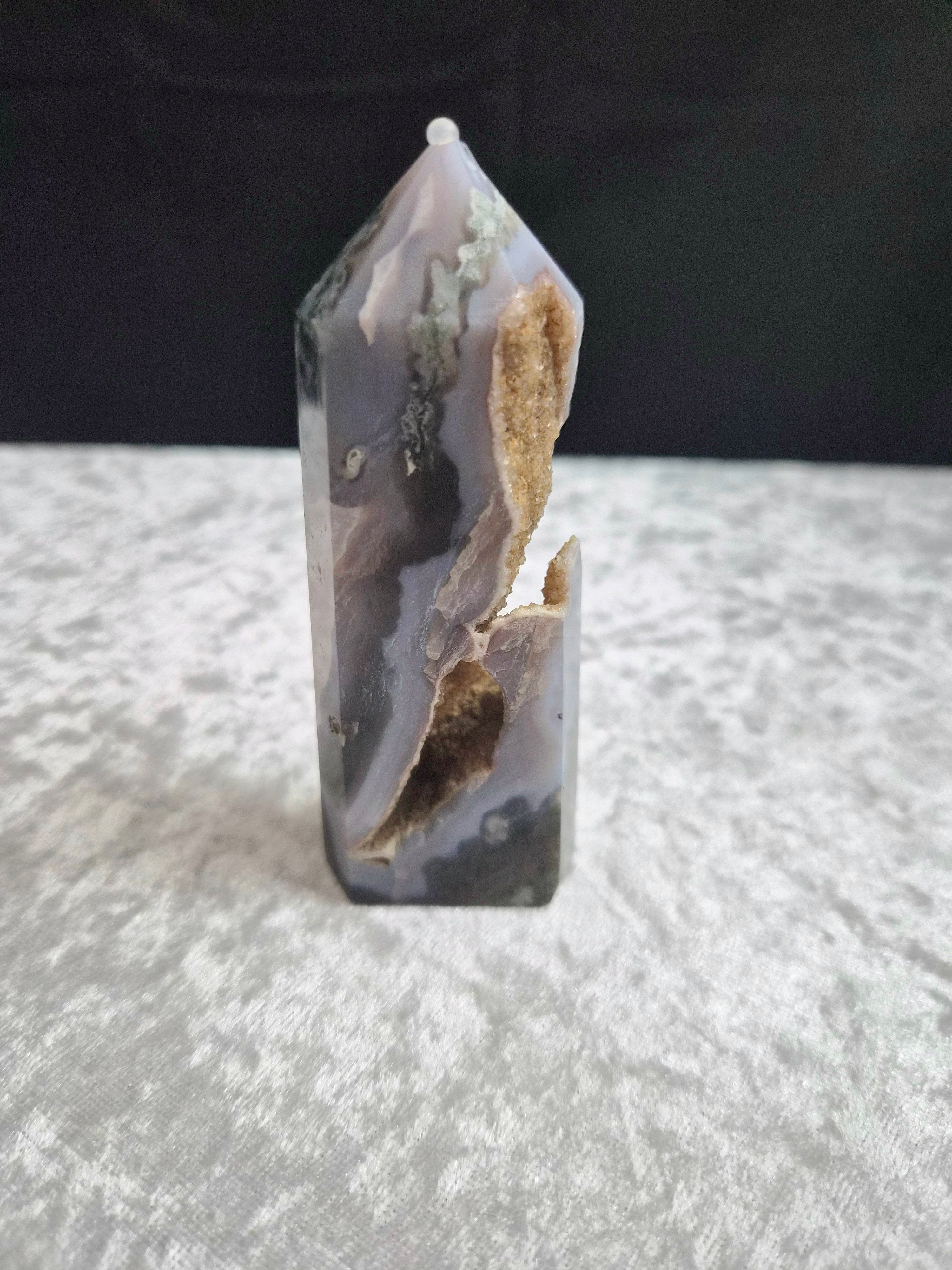 Druzy Moss Agate Tower